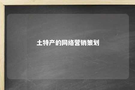 土特产的网络营销策划