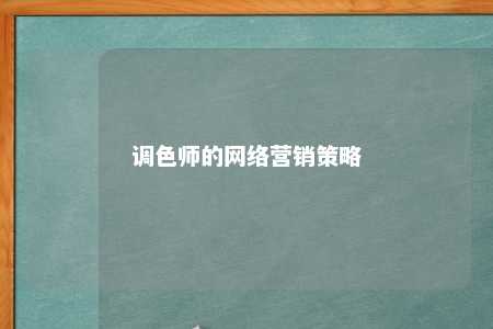 调色师的网络营销策略