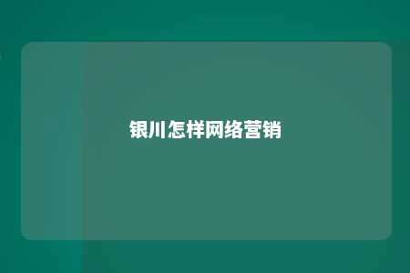 银川怎样网络营销