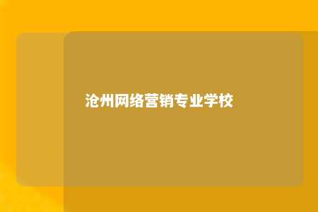 沧州网络营销专业学校