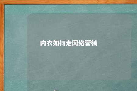 内衣如何走网络营销