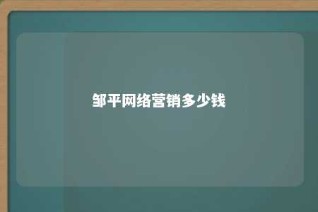 邹平网络营销多少钱