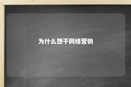 为什么想干网络营销