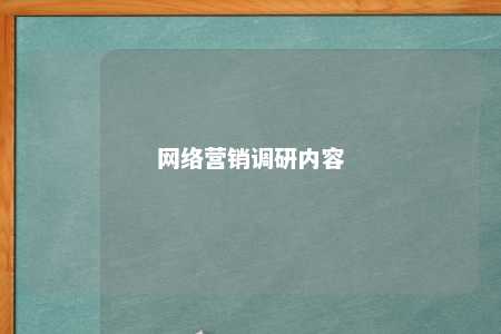 网络营销调研内容