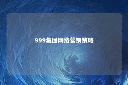 999集团网络营销策略