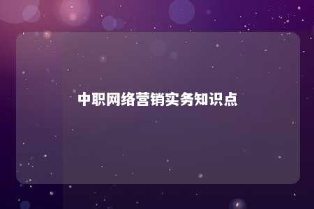 中职网络营销实务知识点