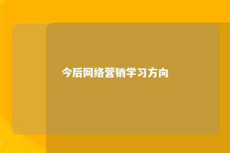 今后网络营销学习方向