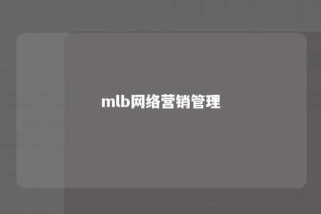 mlb网络营销管理