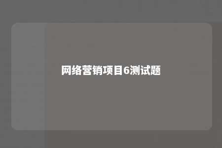 网络营销项目6测试题