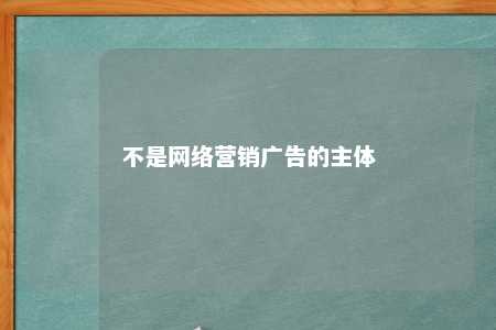 不是网络营销广告的主体