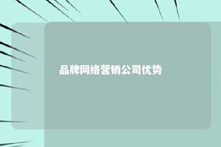 品牌网络营销公司优势