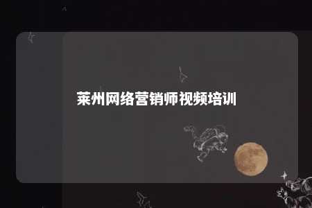 莱州网络营销师视频培训