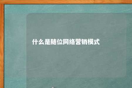 什么是随位网络营销模式