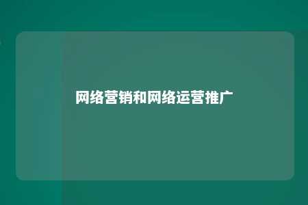 网络营销和网络运营推广