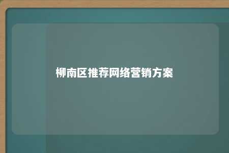 柳南区推荐网络营销方案