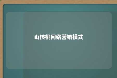 山核桃网络营销模式