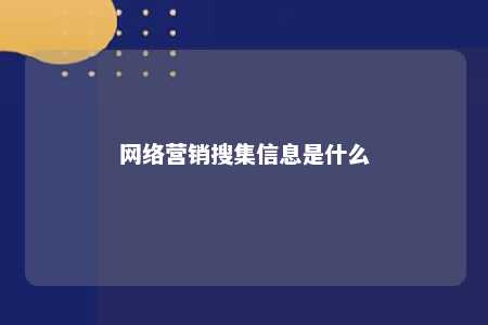 网络营销搜集信息是什么