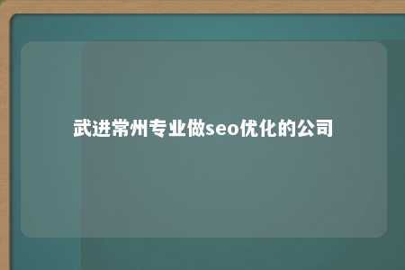 武进常州专业做seo优化的公司