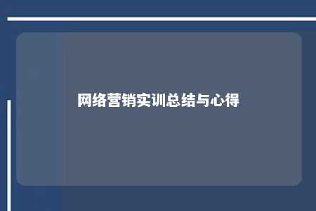 网络营销实训总结与心得