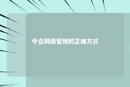 中企网络营销的正确方式