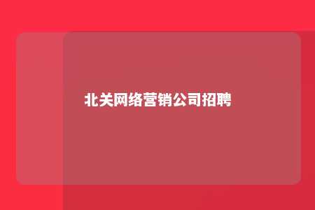 北关网络营销公司招聘