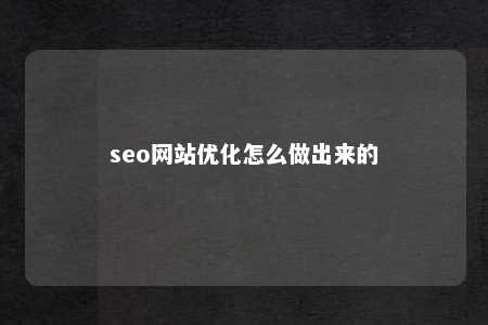 seo网站优化怎么做出来的