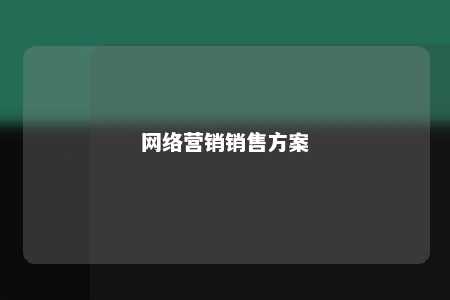 网络营销销售方案