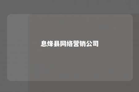 息烽县网络营销公司