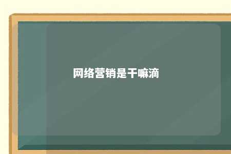 网络营销是干嘛滴