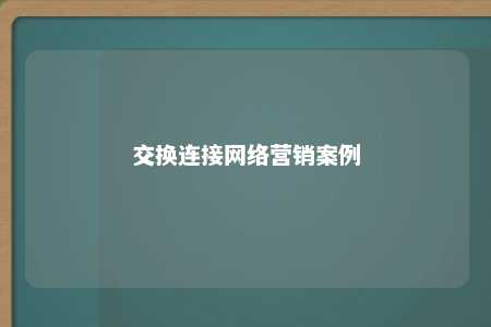 交换连接网络营销案例