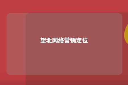 望北网络营销定位