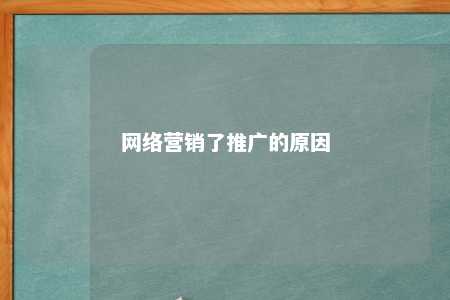 网络营销了推广的原因