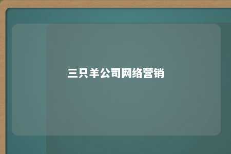 三只羊公司网络营销