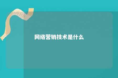 网络营销技术是什么