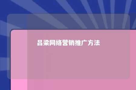 吕梁网络营销推广方法