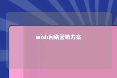 wish网络营销方案