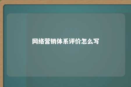 网络营销体系评价怎么写