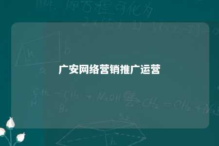 广安网络营销推广运营