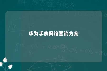 华为手表网络营销方案