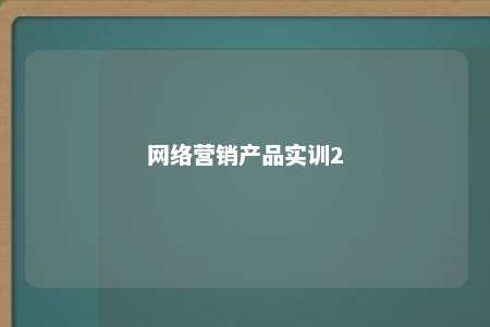 网络营销产品实训2