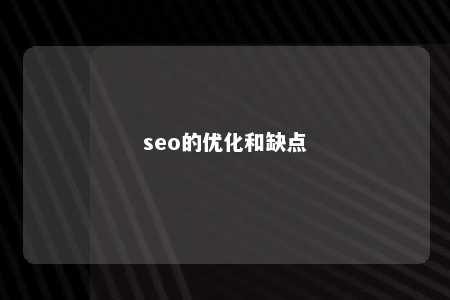 seo的优化和缺点