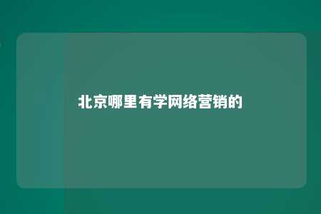 北京哪里有学网络营销的