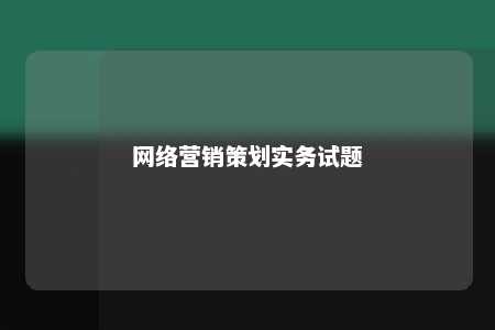 网络营销策划实务试题