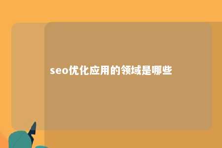 seo优化应用的领域是哪些