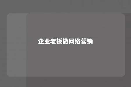 企业老板做网络营销