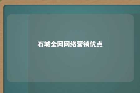 石城全网网络营销优点