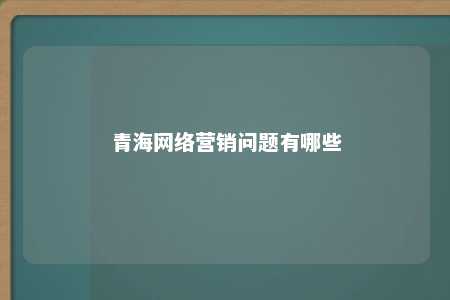 青海网络营销问题有哪些