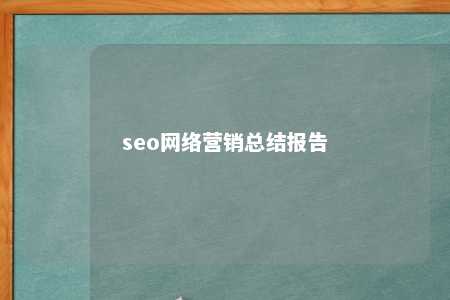 seo网络营销总结报告