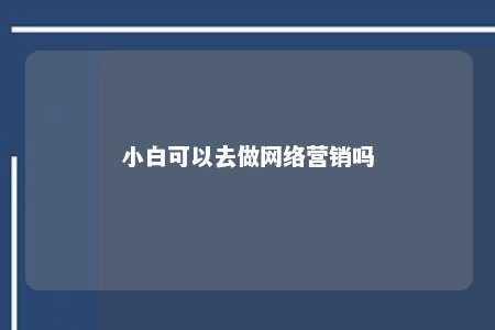 小白可以去做网络营销吗