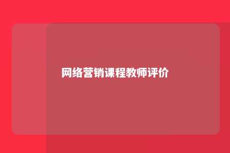 网络营销课程教师评价